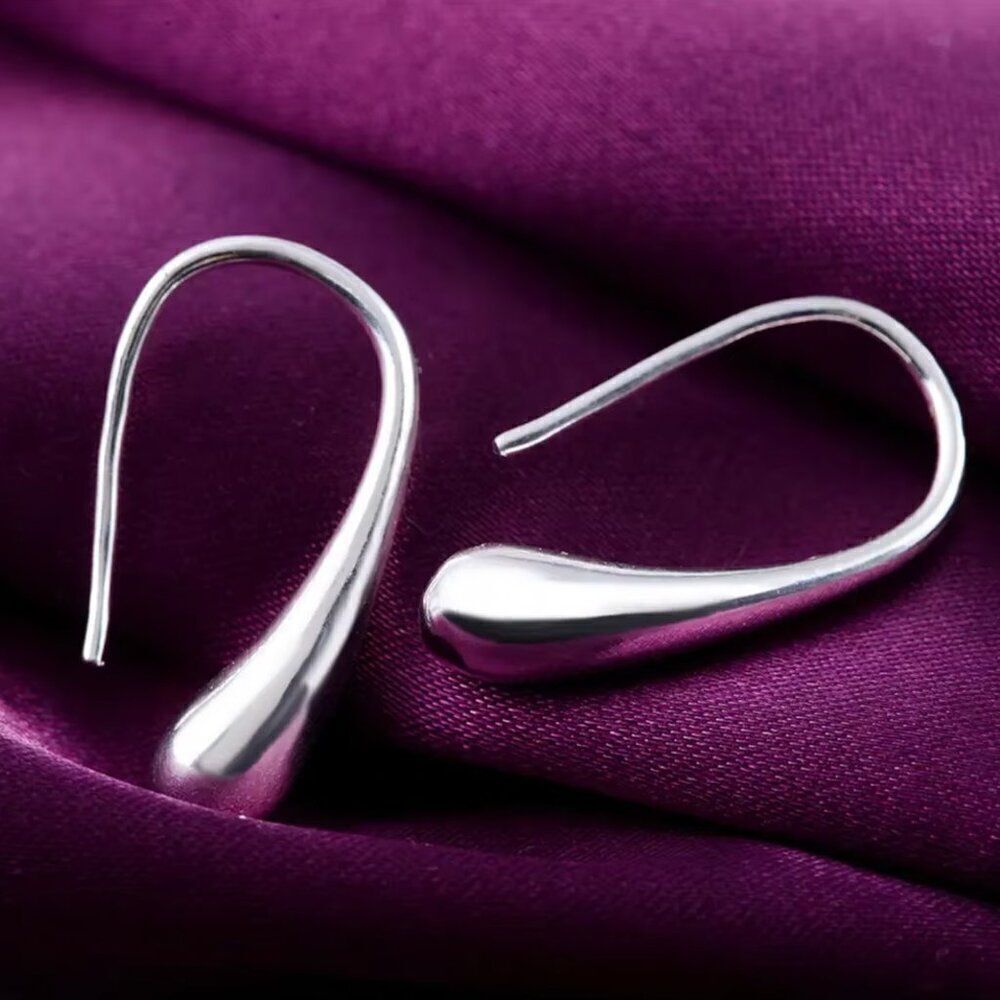 Silver Water Drop Dangle Earrings‎